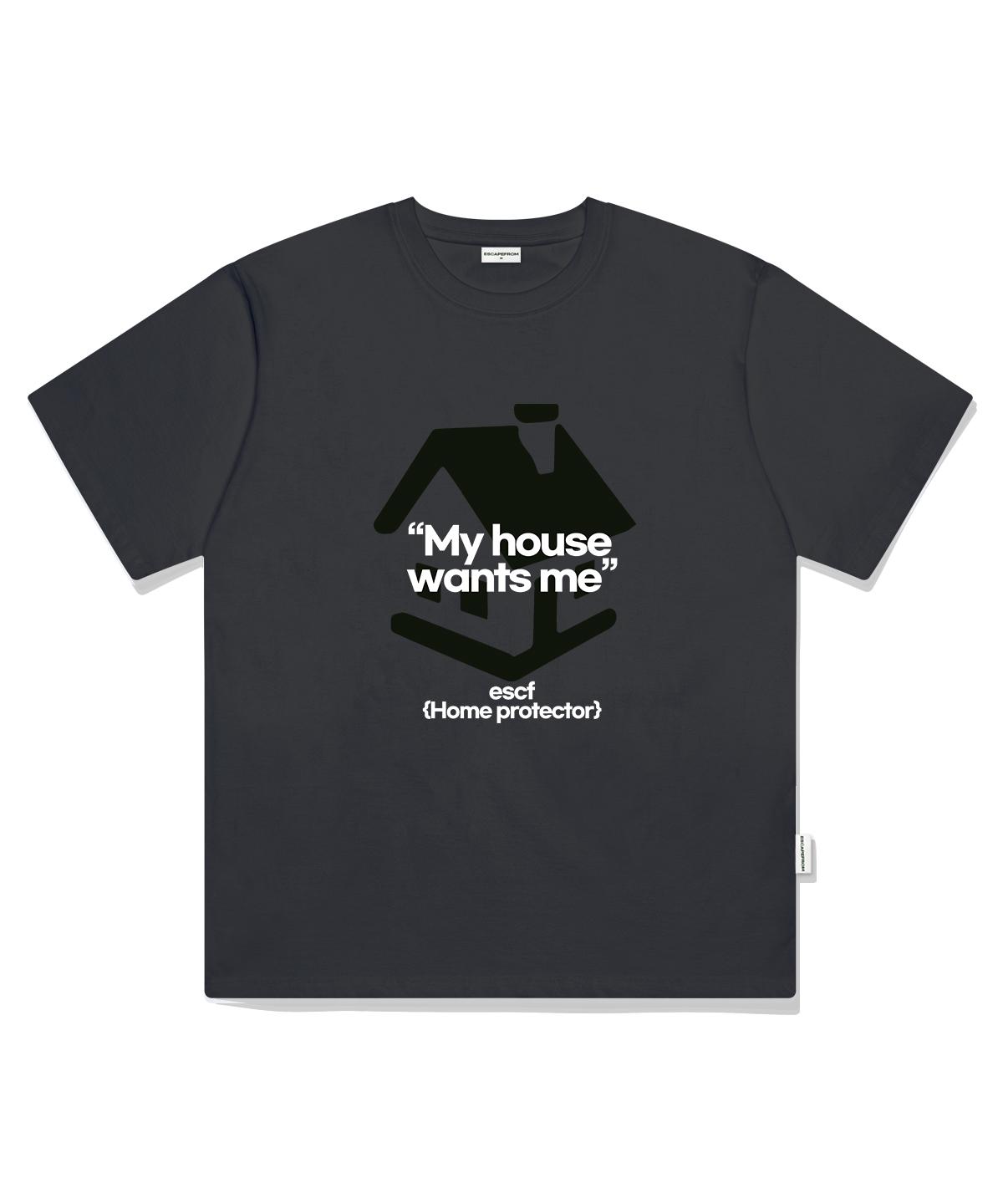 Escape From Home Protector Print Oversized Short Sleeve T-Shirt Charcoal S