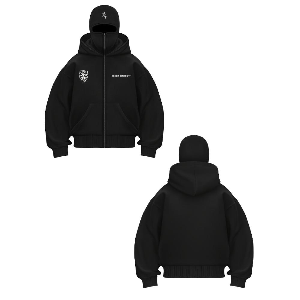 

Худи в стиле Y2K с капюшоном с двойным слоем и мультяшной молнией для повседневной носки зимой, модная худи на молнии в стиле Y2K XXL чёрный