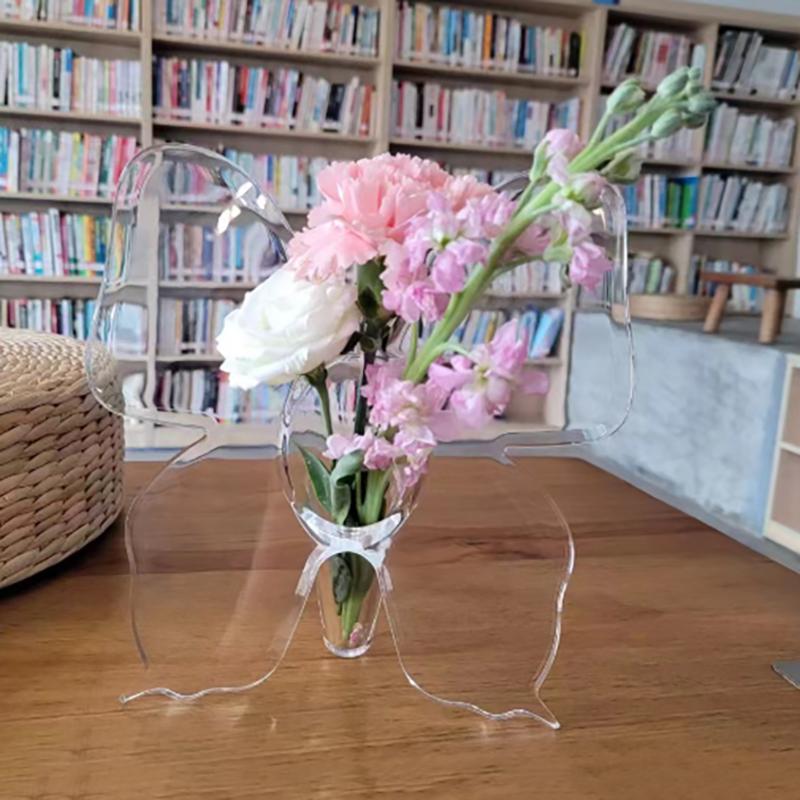 Gjennomsiktig sommerfugl akryl blomstervase tredimensjonale blomsterarrangements tilbehør sommerfuglvase hjemmedekorasjon