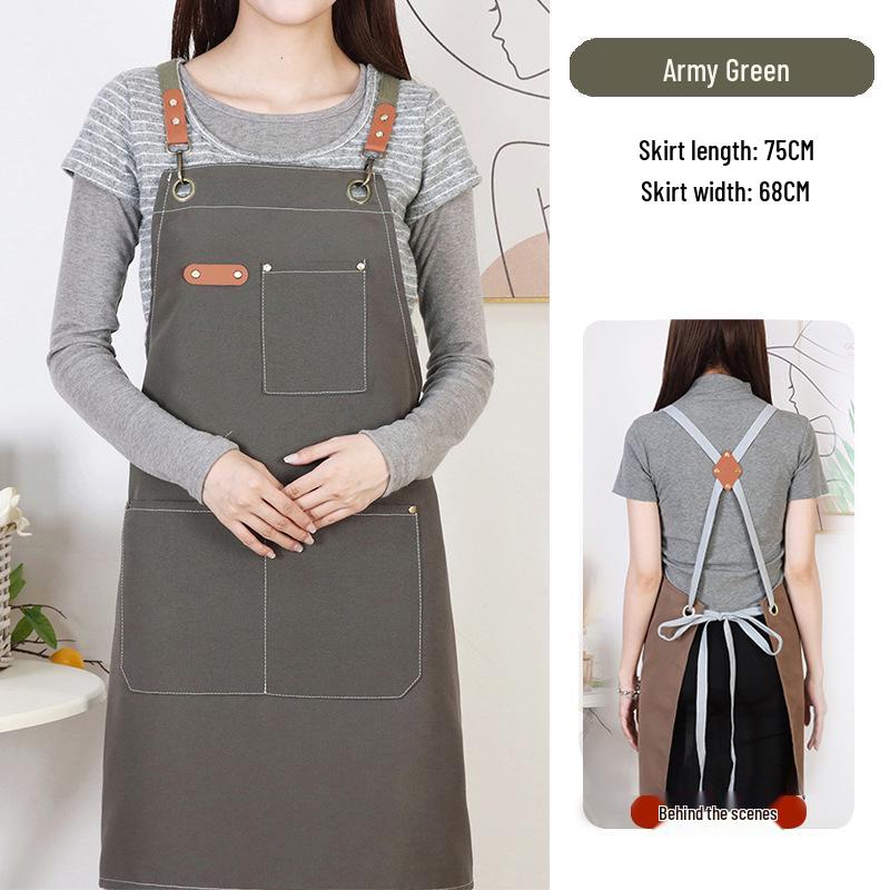 Waterproof & Oil-proof Canvas Kitchen Apron with Custom Logo
