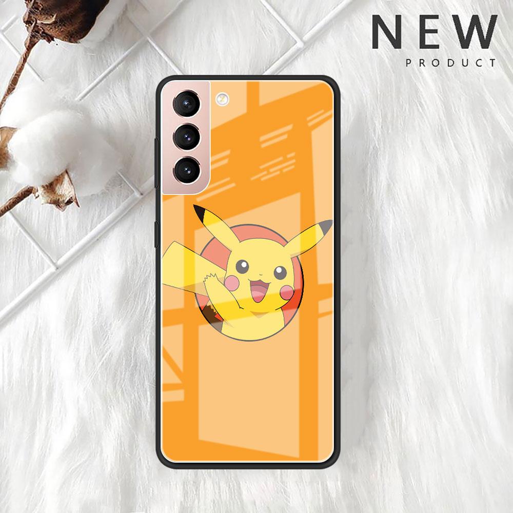 Pokemon Glass Case For Samsung Galaxy S22 S20 FE S21 Plus Phone Cover S10 5G S9 Note 20 Ultra 10 Lite Shell