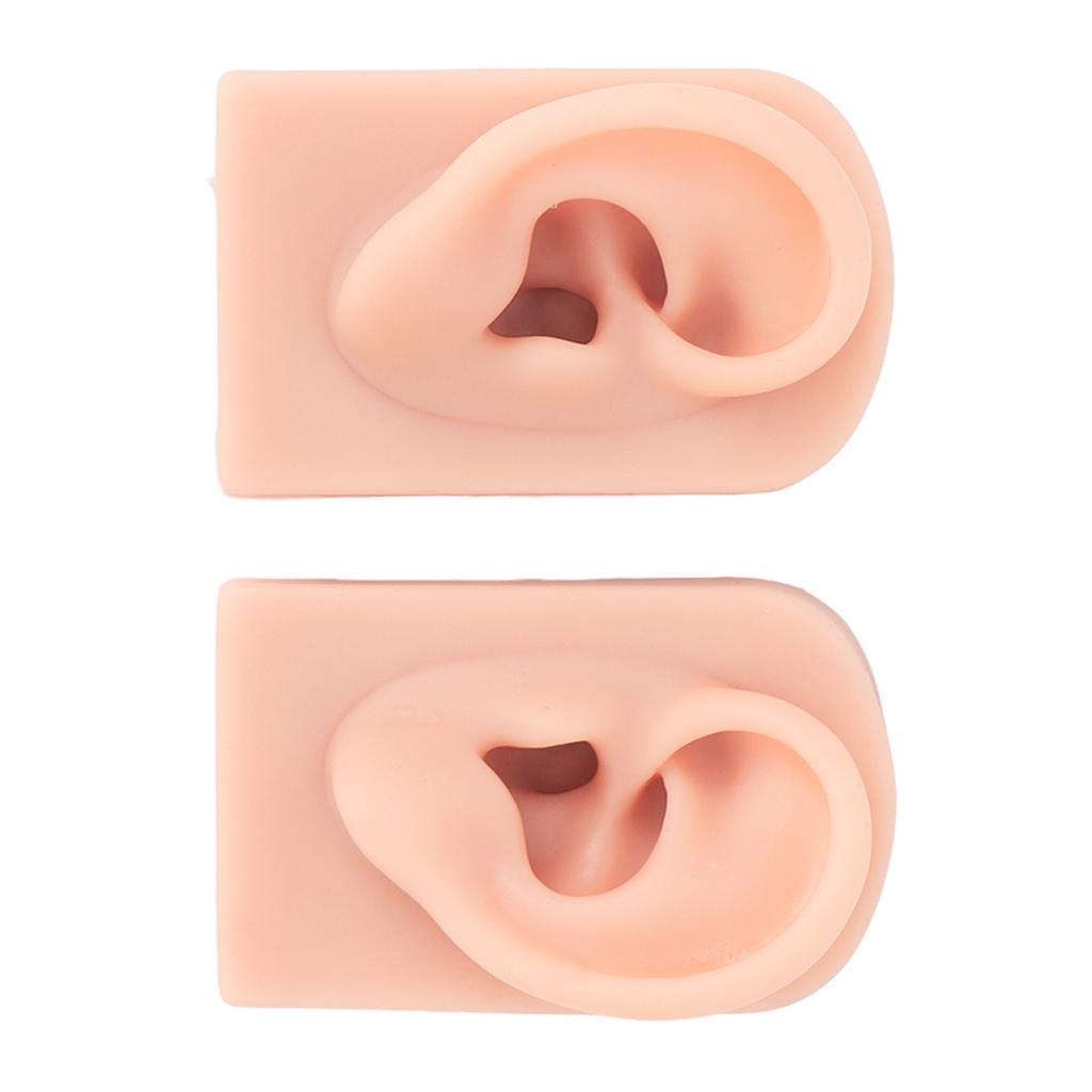 1 Pair Silicone Ear Model Flexible Soft Reusable Simulated Human Skin Silicone Piercing Model