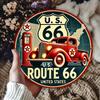 Vintage Route 66 Metal Tin Sign Retro Car Gas Pump Wall Art Plaque Garage Man Cave Decor Gift