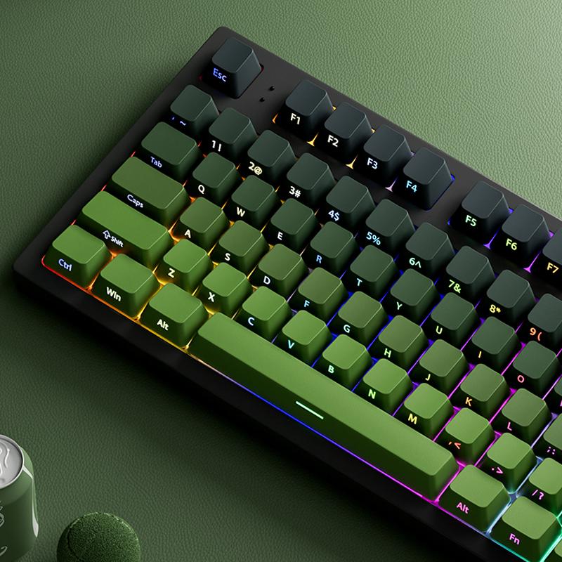 Gradient Matcha Side Printed Keycaps PBT Double Shot Shine Through Keycaps OEM Profile 135 Keys for MX Switches Gaming Keyboards