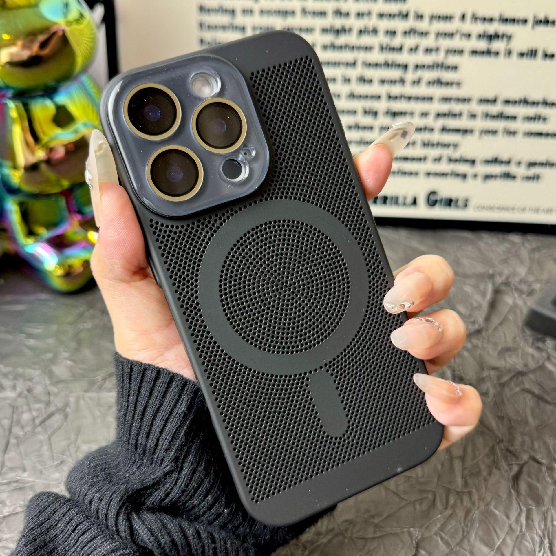 Glass Lens Skin Feel Magnetic Heat Dissipation Compatible with iPhone 16 Pro Max Apple 15 Phone Case 14/13 Hard Case 11(without Packaging)