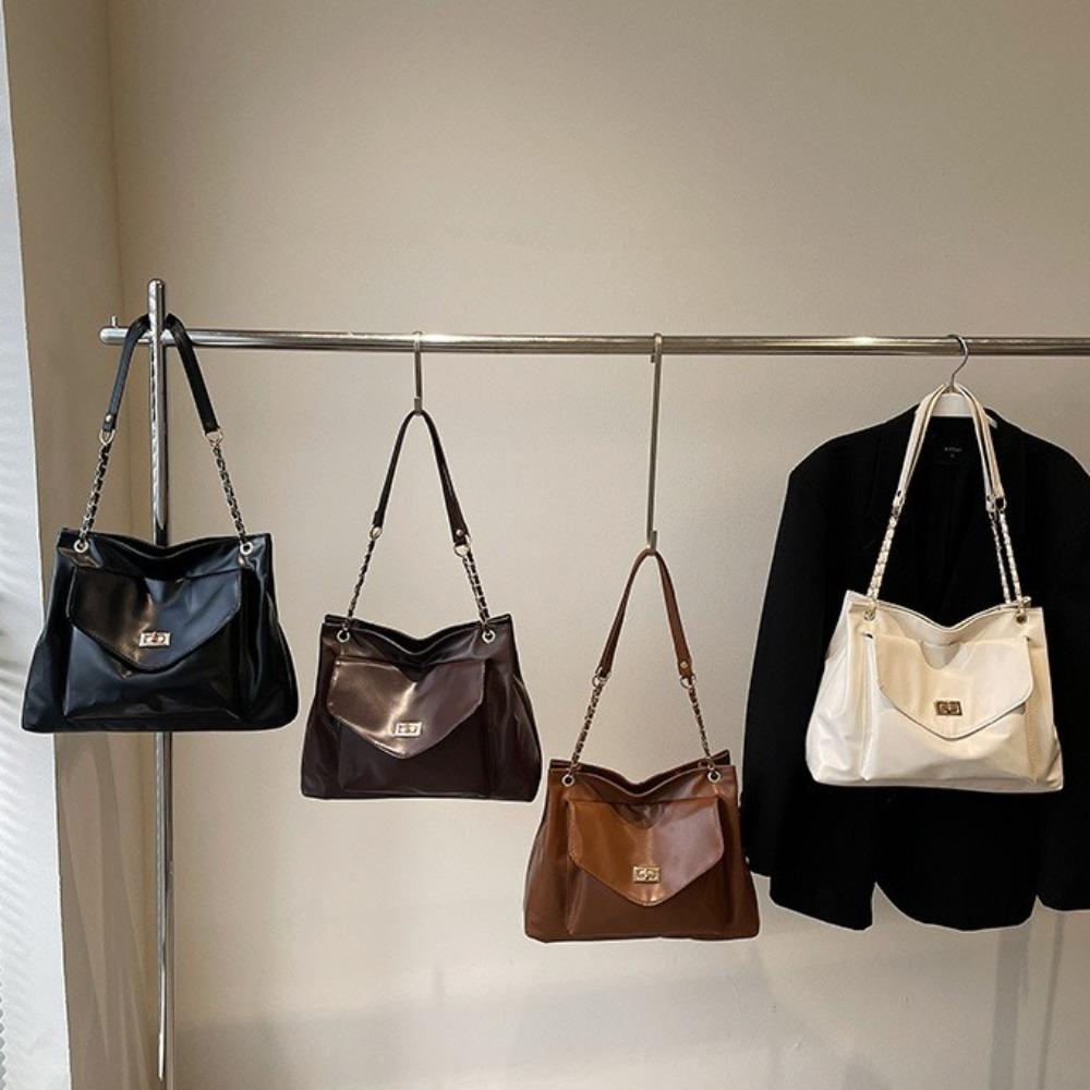Fashion Lock Buckle Single Shoulder Bag PU Leather Large capacity Crossbody Bag Delicate Tote Bag for Women Girls