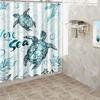 1Pc Turtle Bubbles Shower Curtain Bathroom Partition Decorative Curtain Machine Washable Sea Turtle Print Window Privacy Curtain