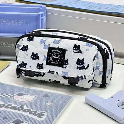 Suministros para la Vuelta al Cole Kit Escolar para Niña Estuche para Lápices Bolsa para Lápices de Gran Capacidad Estuche para Lápices Escolar de Gato Lindo Papelería Kawaii