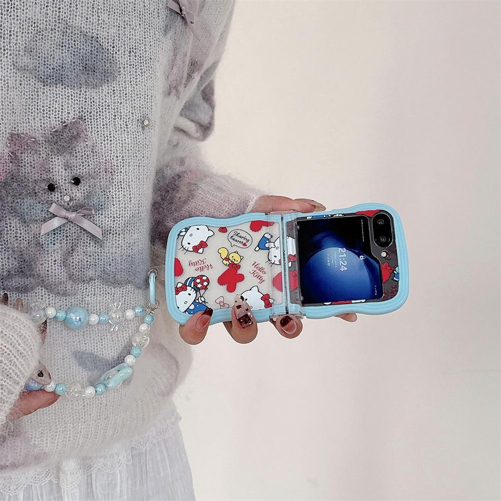 Hello KT Cat Samsung Galaxy Z Flip Protective Case with Lanyard (compatible with Flip7/6/5/4/3)