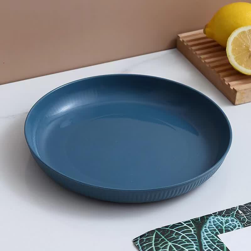 Wheat Straw Striped Round Serving Plates - 3 Pack