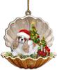 Cute Christmas Puppy Dog Shell Hanging Ornaments Xmas Tree Hanging Pendants Happy New Year 2024 Merry Christmas Decor For Home