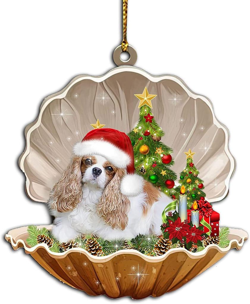 Cute Christmas Puppy Dog Shell Hanging Ornaments Xmas Tree Hanging Pendants Happy New Year 2024 Merry Christmas Decor For Home