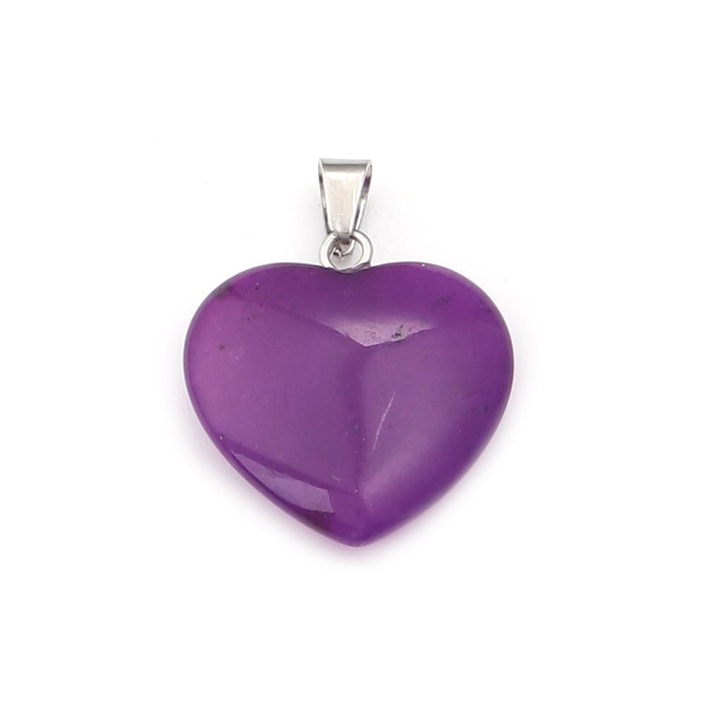 Herzförmiger Naturstein Anhänger Tigerauge Amethyst Jade Kristall Stein Charms Für DIY Exquisites Halsketten Schmuckzubehör