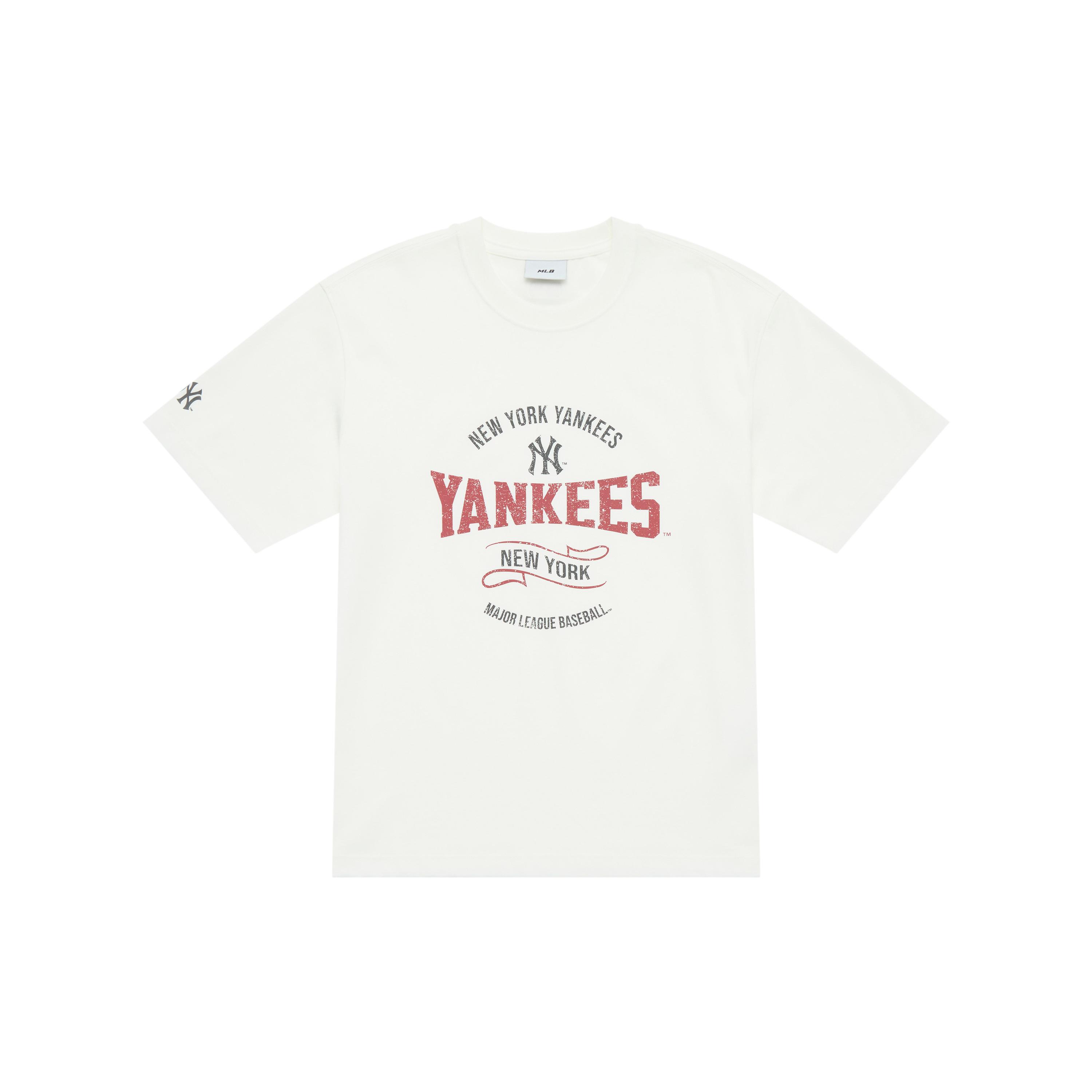 MLB Preppy Style Collection New York Yankees SS25 T Shirt Unisex White 3ATSV0653-50IVS XL