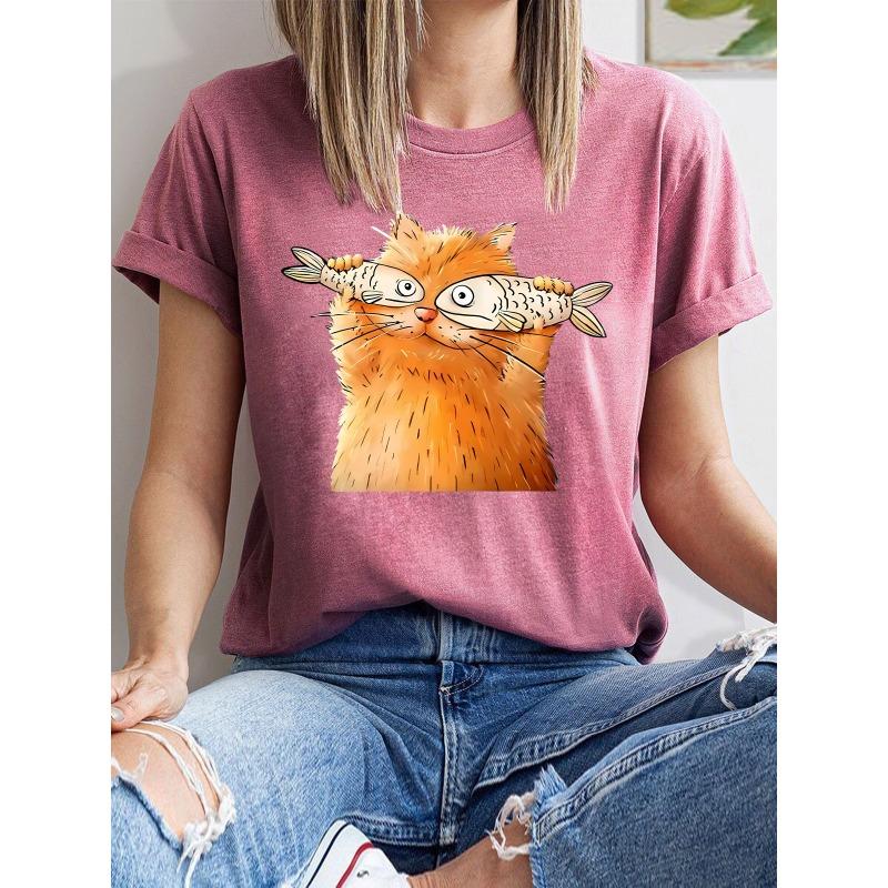 

Women s Retro Casual Short Sleeve T-Shirt Round Neck, Comfortable Fit Shirt XL