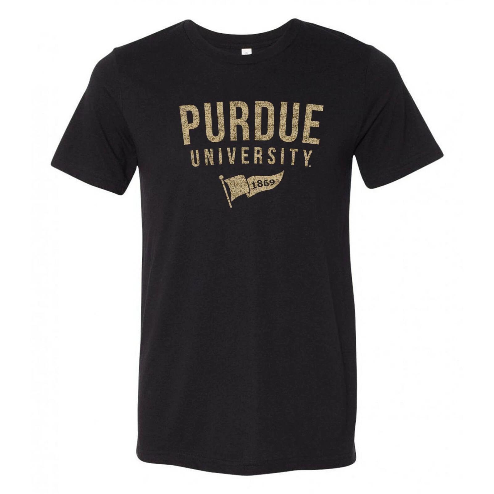 Purdue Boilermakers Year Banner Triblend T Shirt - Solid Black 2XL