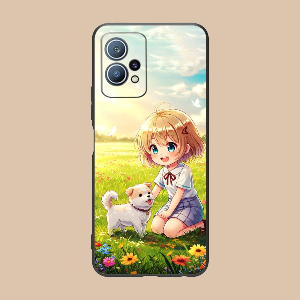 Girl Dog Puppy Matte TPU Mobile Phone Case for Huawei P60 P50 P40 P30 P20 P10 P9 P8 Pro Lite Plus Colorful Printing Cover