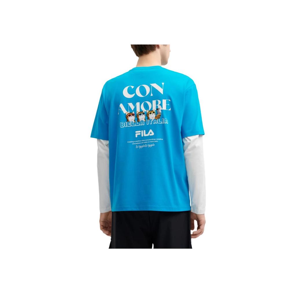 New FILA SS24 T Shirt Unisex Miroku Blue F11U429102FBU