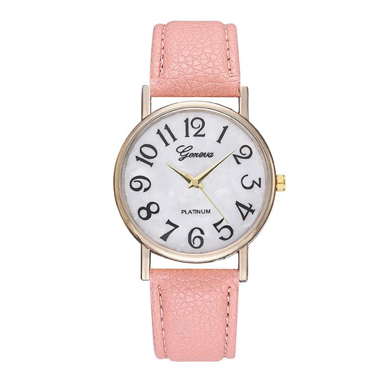 YUXIZAY New Shell Geneva Belt Watch Big Digital Fashion Simple Casual Style Women s Watch C117-powder