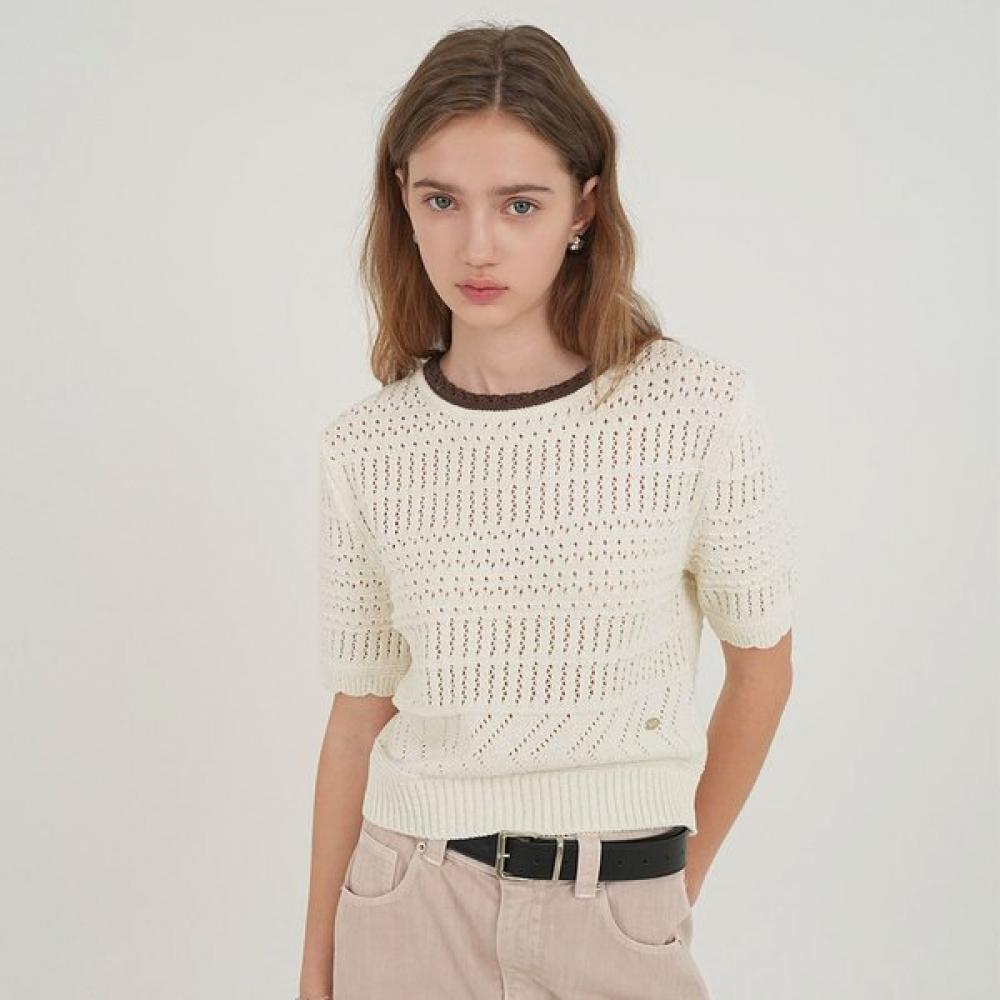 On On Crochet Scallop Knit Nek5mp535 WHITE/66