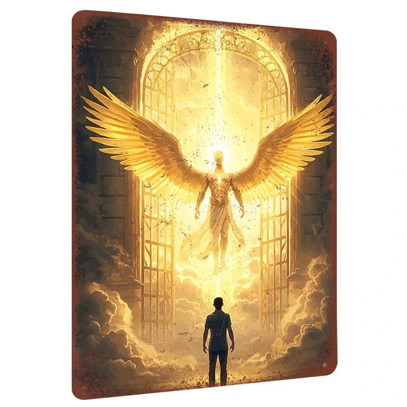 

Golden Angel Metal Wall Art Home Living Room Bedroom Decor Modern Art Painting 20x30cm（7.8x11.8inch）