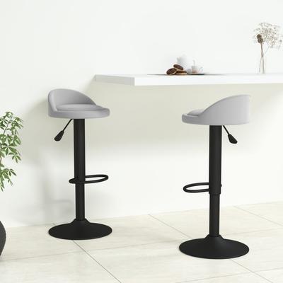 Vidaxl Bar Stools, 2 Pcs, Light Gray, Upholstered In Velvet