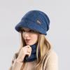 Winter Hat, Scarf Set, Velvet, Cold-proof and Warm Knitted Hat, Women's Hat with Brim, Ear Protectors, Wool Hat.