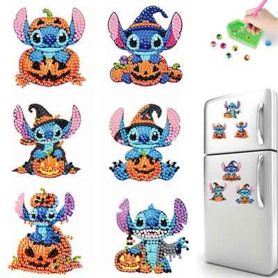 6 Stück/Set Halloween Stitch Serie Diamantmalerei Magnete für Kühlschrank Diamantkunst Kühlschrankmagnete für Erwachsene Diamantkunst Kühlschrankmagnete Kits