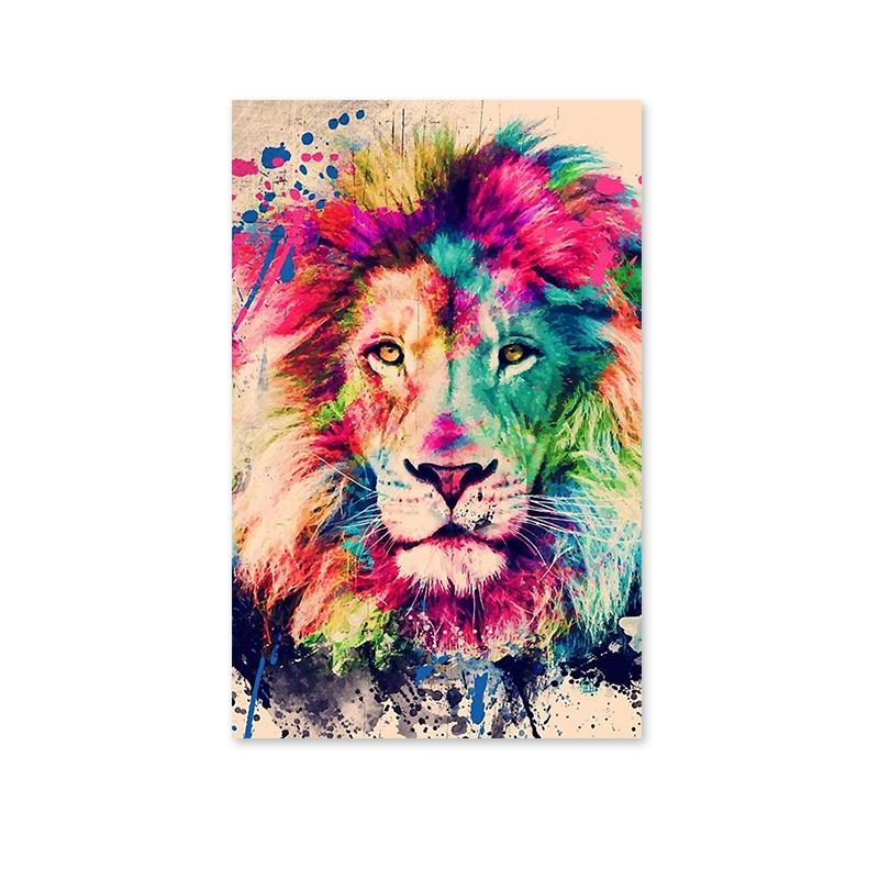 Abstract Animal Lion Canvas Poster Printing Modern Painting Wall Art Picture for Living Room Home Decoration Gift Cuadros