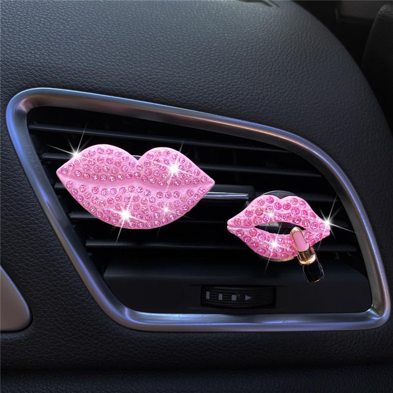 

Автомобильный освежитель воздуха с клипсой для вентиляционного отверстия, дизайн губ со стразами, металлический, освежающий материал StyleA