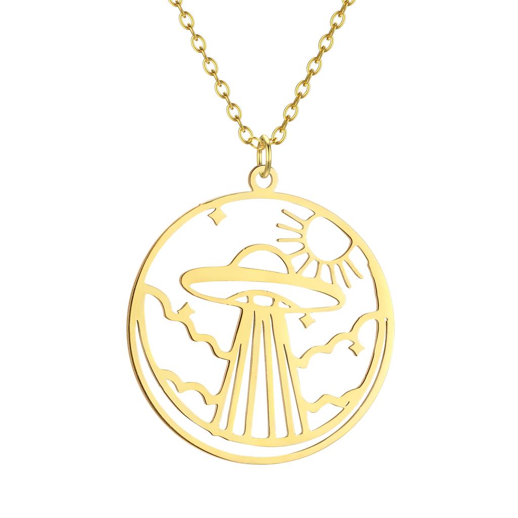 Kinitial Cactus Saturn Planet Infinity Lips Bird Landscape Sun Mountain Stainless Steel Pendant Necklace For Women Jewelry Gift