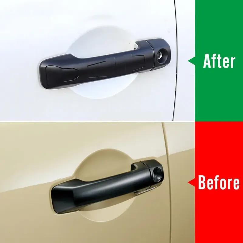 For Toyota FJ Cruiser 2007-  Black Car Exterior Outer Door Handle Moulding Cover Trim Sticker Frame Decor Accessories