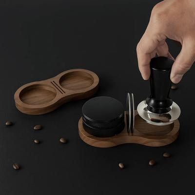 Kaffeestempel-Station aus Walnussholz Professionell Rutschfester Boden Kaffeestempel Aufbewahrungsbasis Multifunktional Stabil
