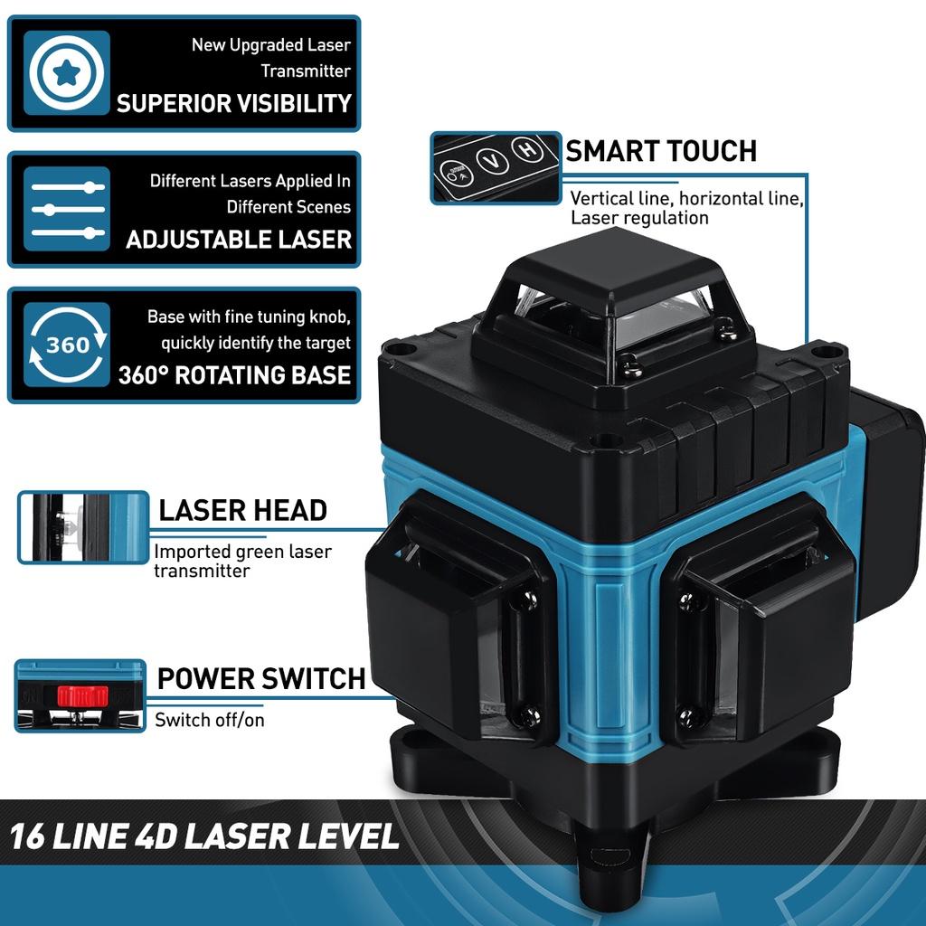 3D/4D 16/12/8 Lines Level Self-Leveling 360 Horizontal And Vertical Cross Super Powerful Green Laser Level Laser Level