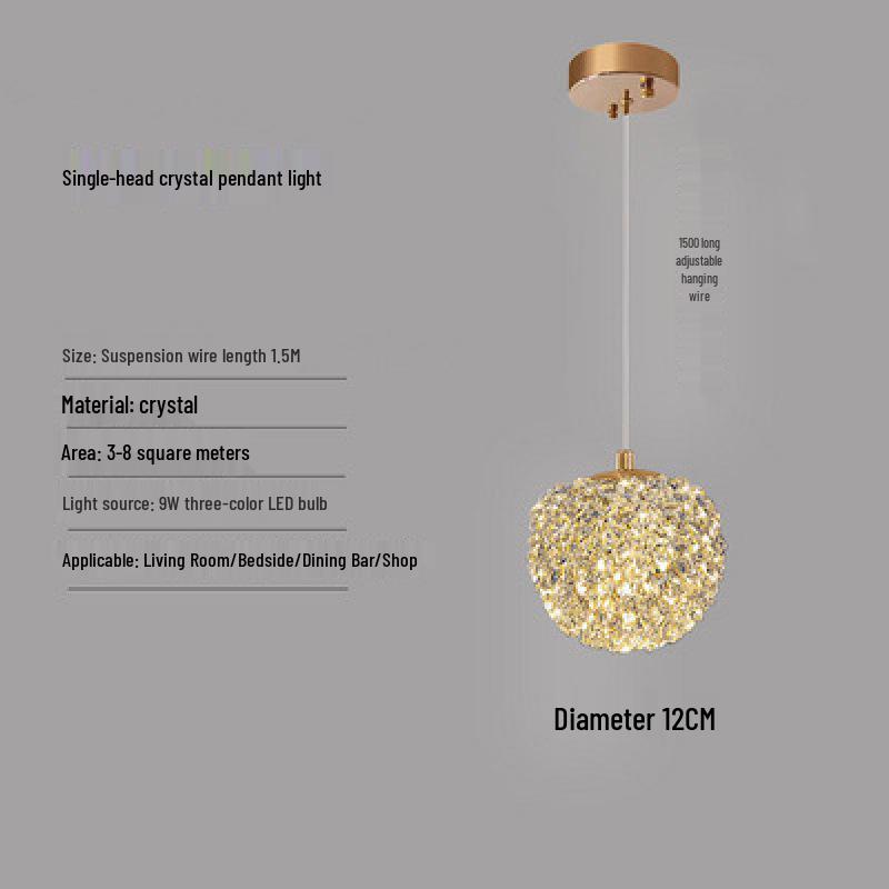 Nordic Style Crystal Pendant Lamp - Luxury Hallway, Wall, or Entrance Light Decor White/Warm/Neutral Light (Specify)