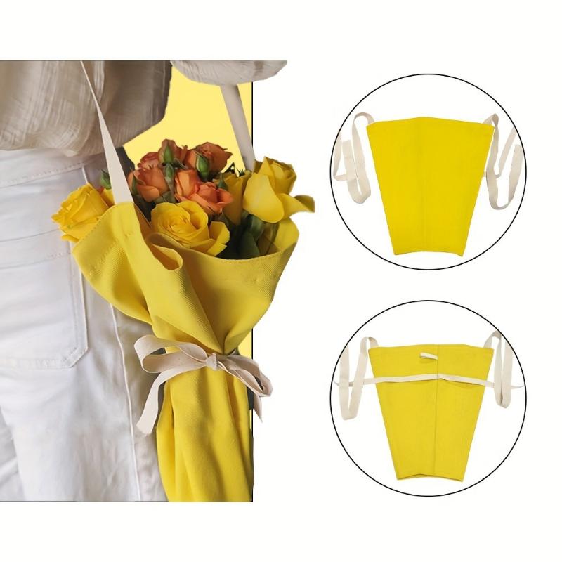 Borsa a Tote Riutilizzabile in Tela di Cotone con Motivo Floreale, Chiusura con Laccio, Manici Lunghi, Perfetta per Fioraio, Regali, Giardinaggio, Matrimonio