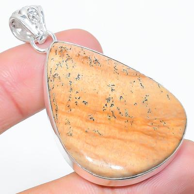 Pendentif cadeau en argent sterling 925 avec pierre précieuse de jaspe naturelle, 2,25 pouces, r1g29