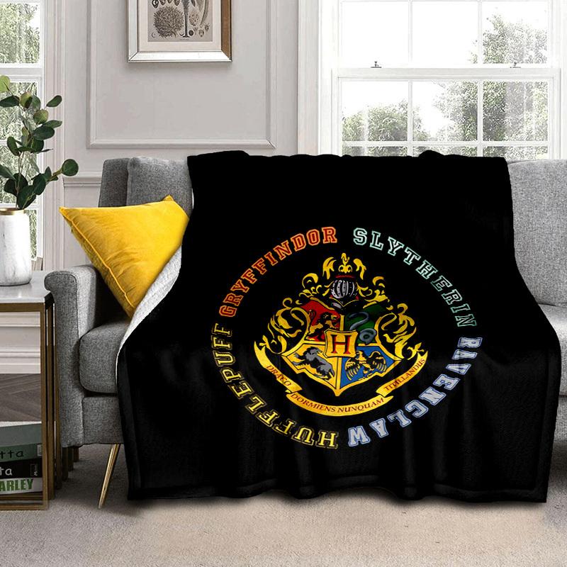 1pc Hogwarts House Crests Cartoon Blanket,Portable Throw for Travel & Camping, All Season Cozy Blanket,Ideal Gift