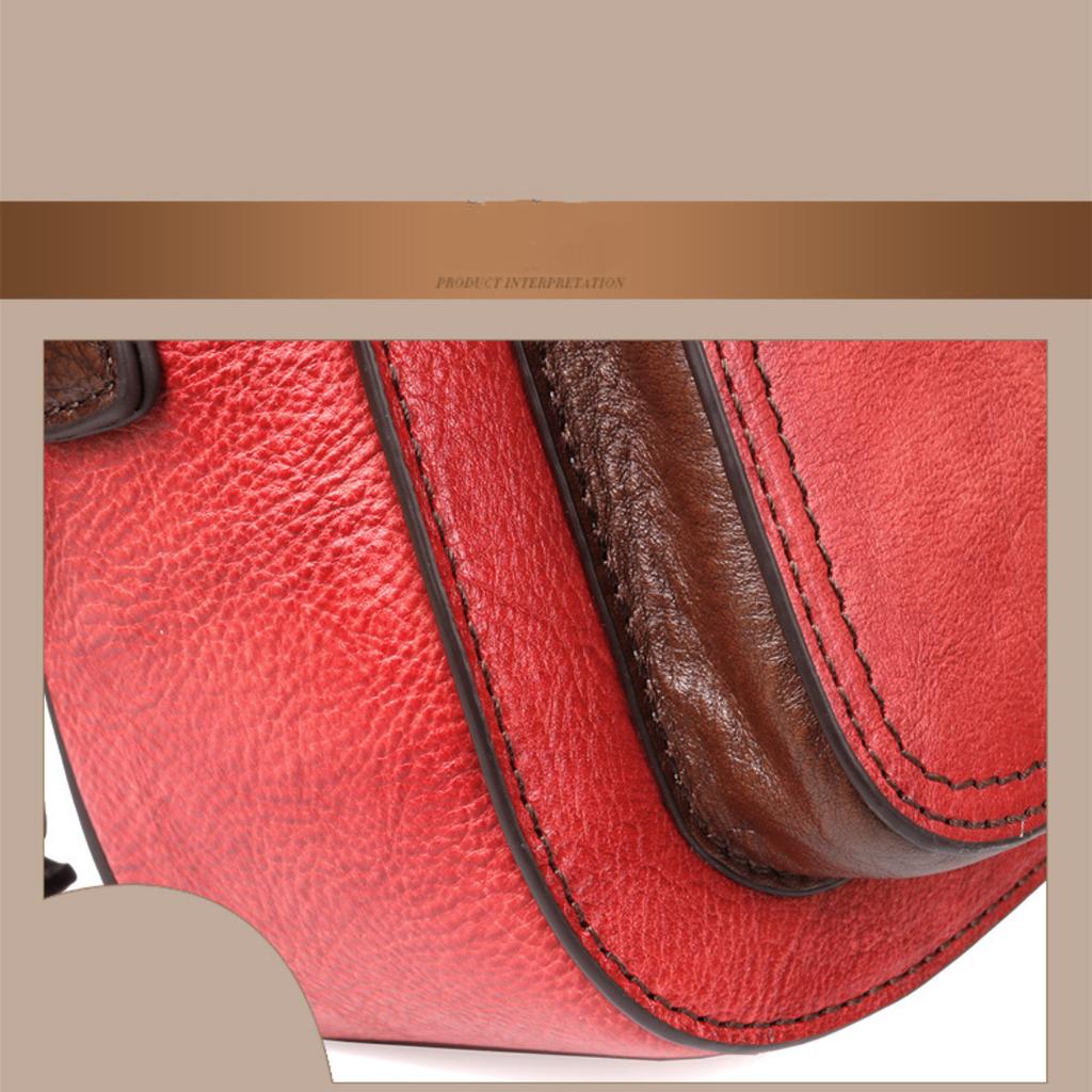 Cowhide Tote Shoulder Straddle Vintage Handmade Small Square Bag