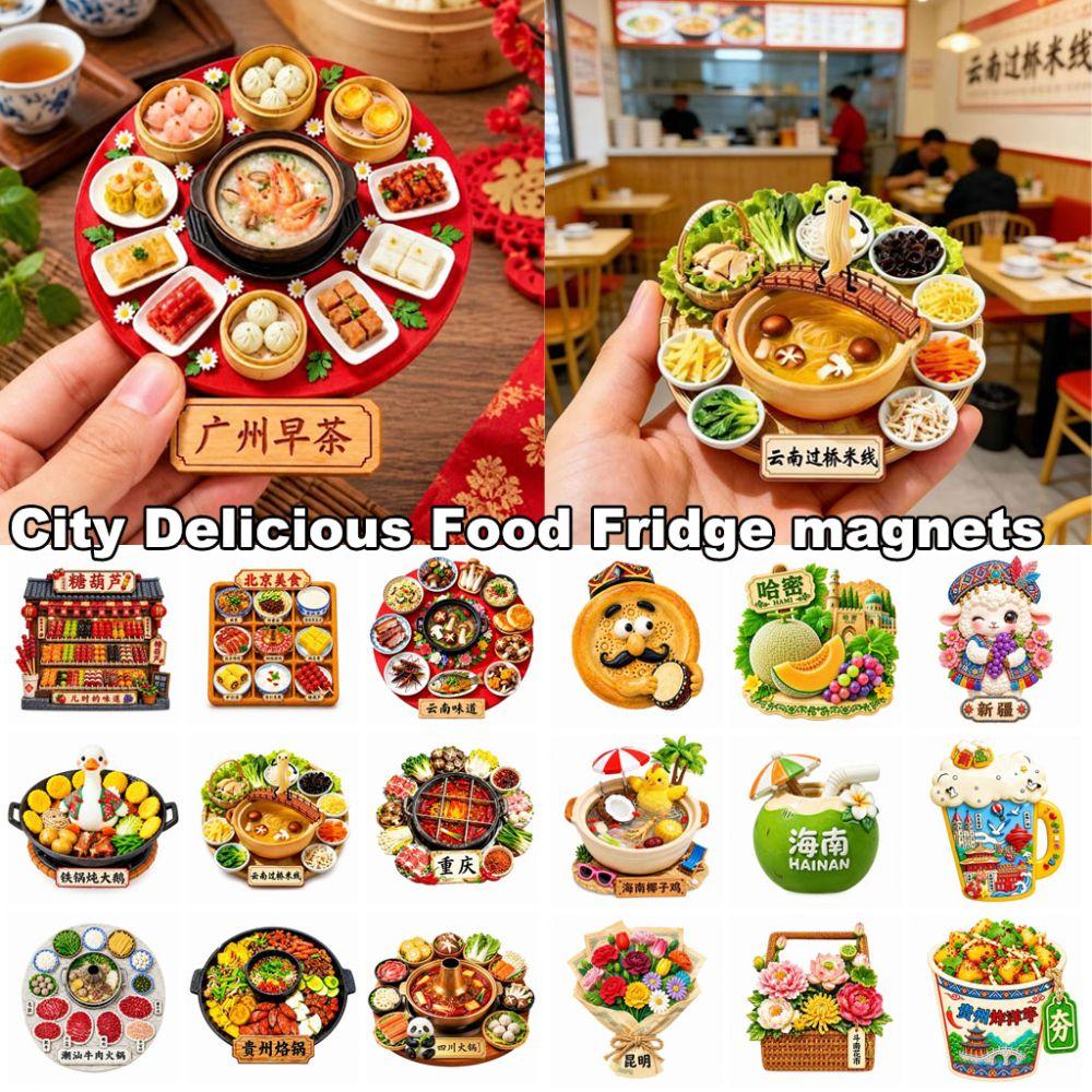 Resin Food Fridge Magnet Magnetic Refrigerator Sticker Cultural Heritage Tourism