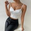 Canotta in pizzo Canottiera con scollo all'americana Solido Canottiera estiva da donna Tracolla regolabile Camis Canotta senza schienale Canotta casual Gilet corto senza maniche femminile