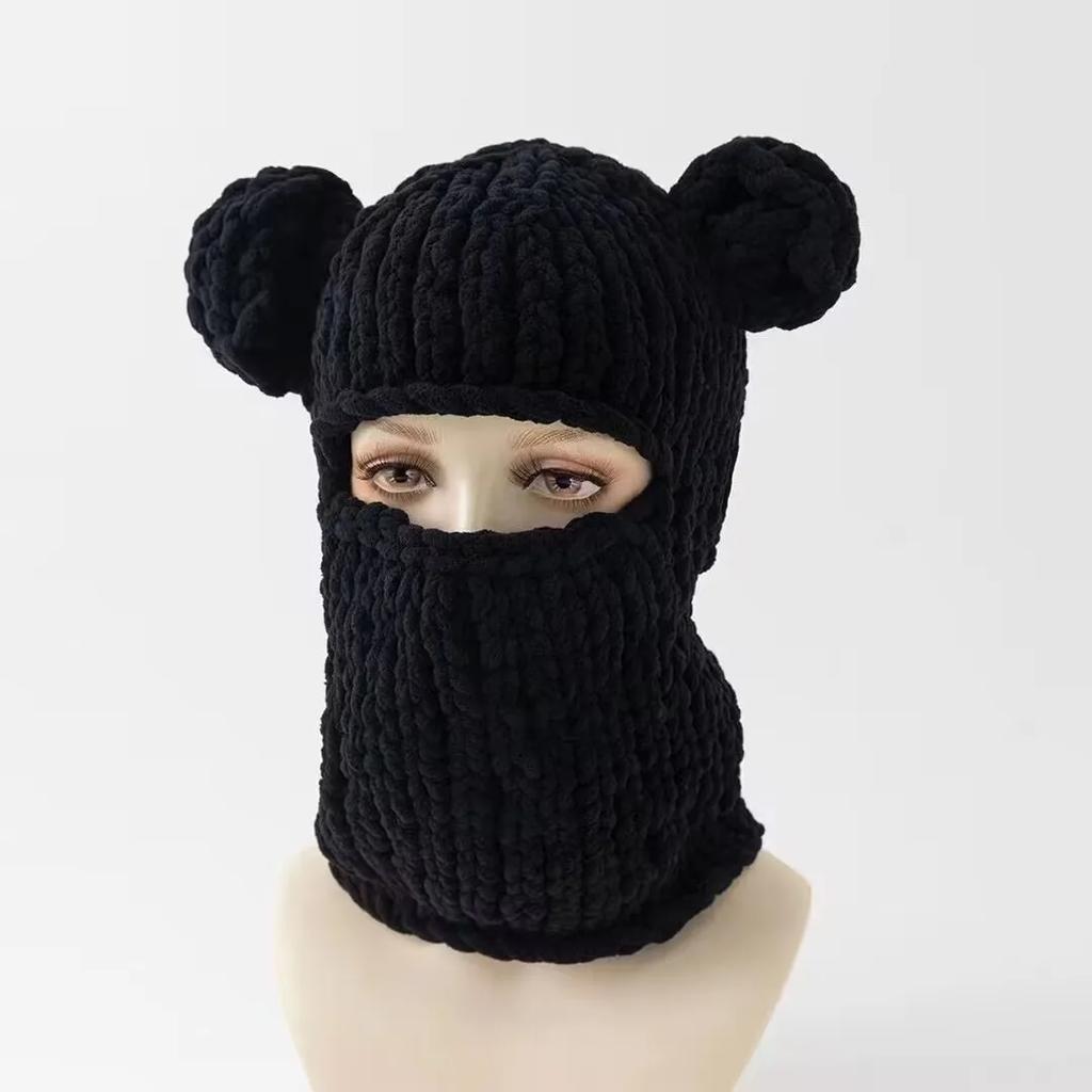 Long Bunny Ears Hat Winter Hand Made Knitted Funny Beanie Cap Thicken Warm Full Face Ski Mask Cover Balaclava For Party