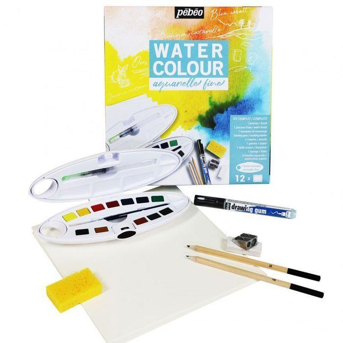 Kit d'aquarelle - PEBEO - 12 1/2 godets - Multicolore - Accessoires inclus - Adultes et mixtes