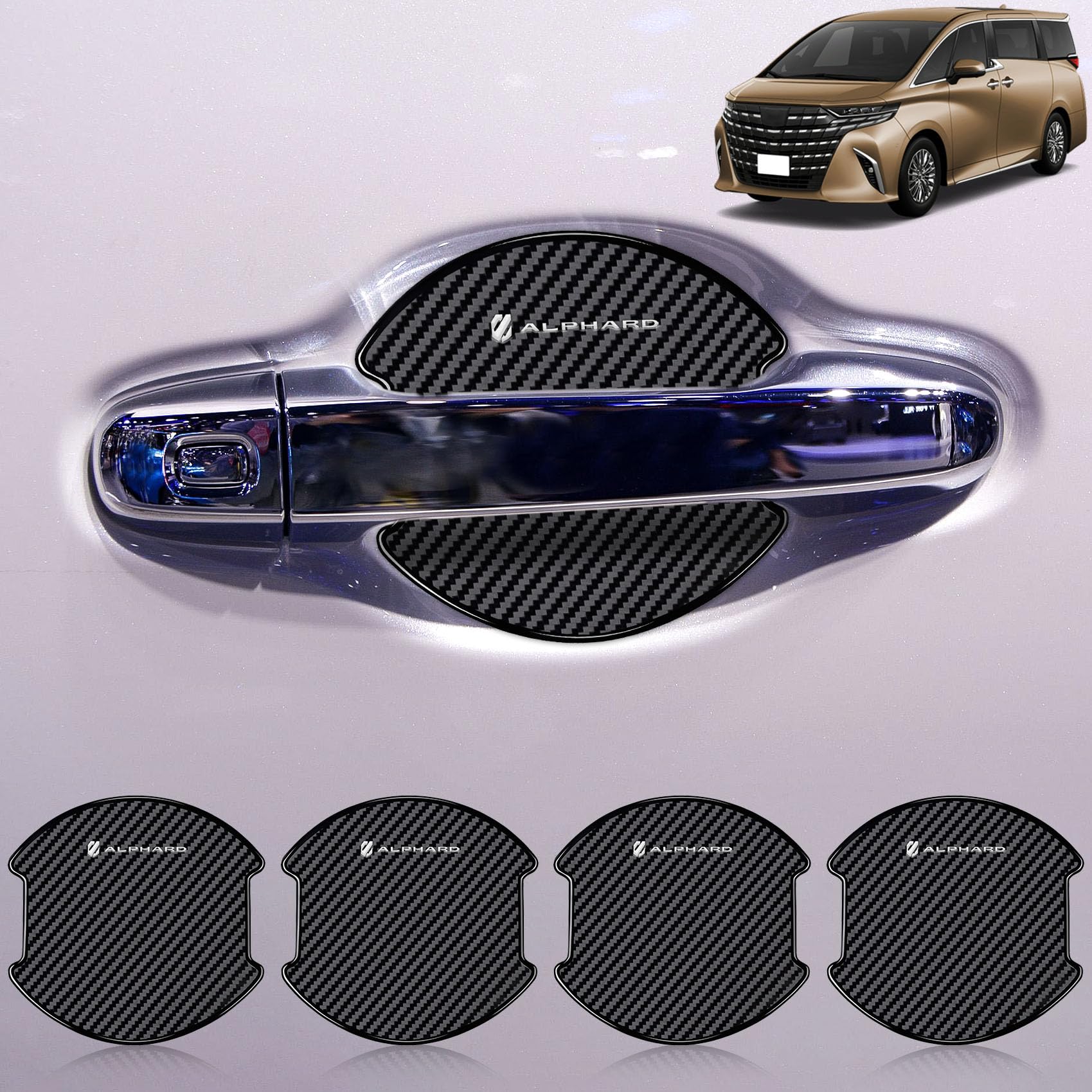 

SUVVNE Door Handle Protector for Toyota Alphard 40 Carbon Fiber Door Knob Scratch Door Handle Protection Exterior Japanese Instructions Included
