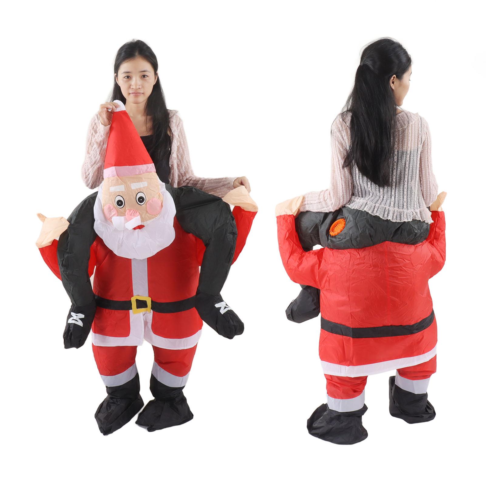 Kostým Santa Funny Father Christmas Jazda na nafukovacom šou Párty Cosplay RPG Rekvizity black
