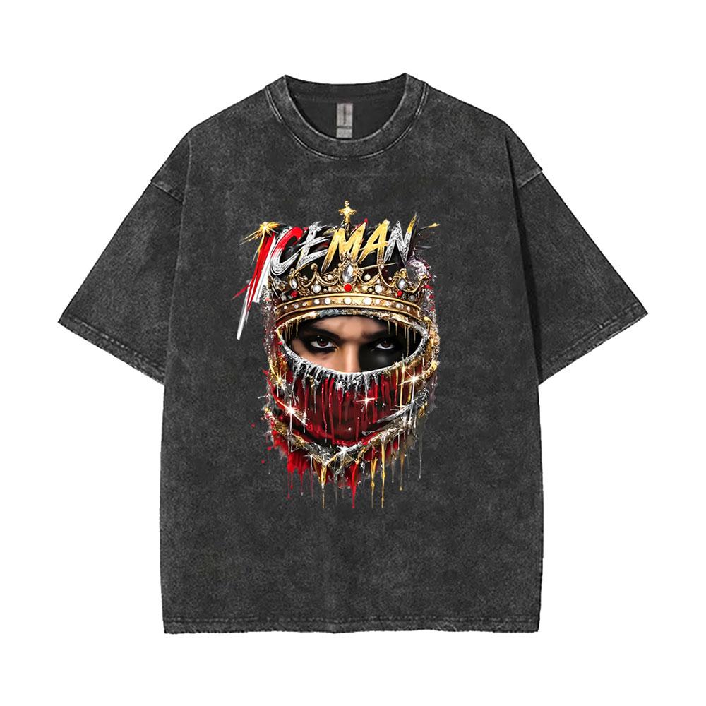 Hot Sale Rapper Drake ICEMAN Washed Vintage Tshirt Men Women Hip Hop Fashion Trend T Shirts Tops Male Summer Oversized Tshirts