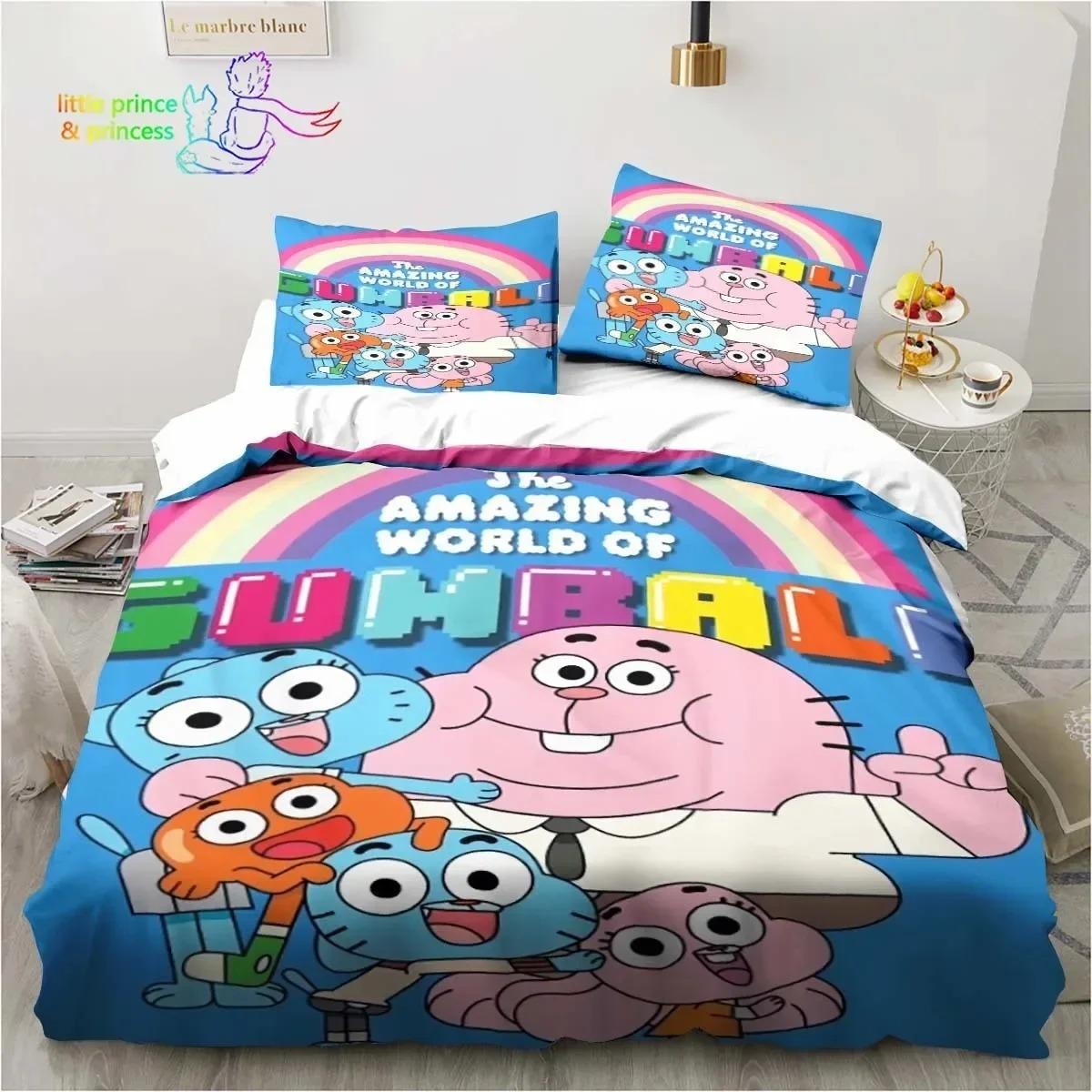 

Amazing World Gumball 3D Printed Комплект постільної білизни Single Twin Full Queen Size Bed Set Adult Kid Bedroom Spaling Set EU King 240x220cm