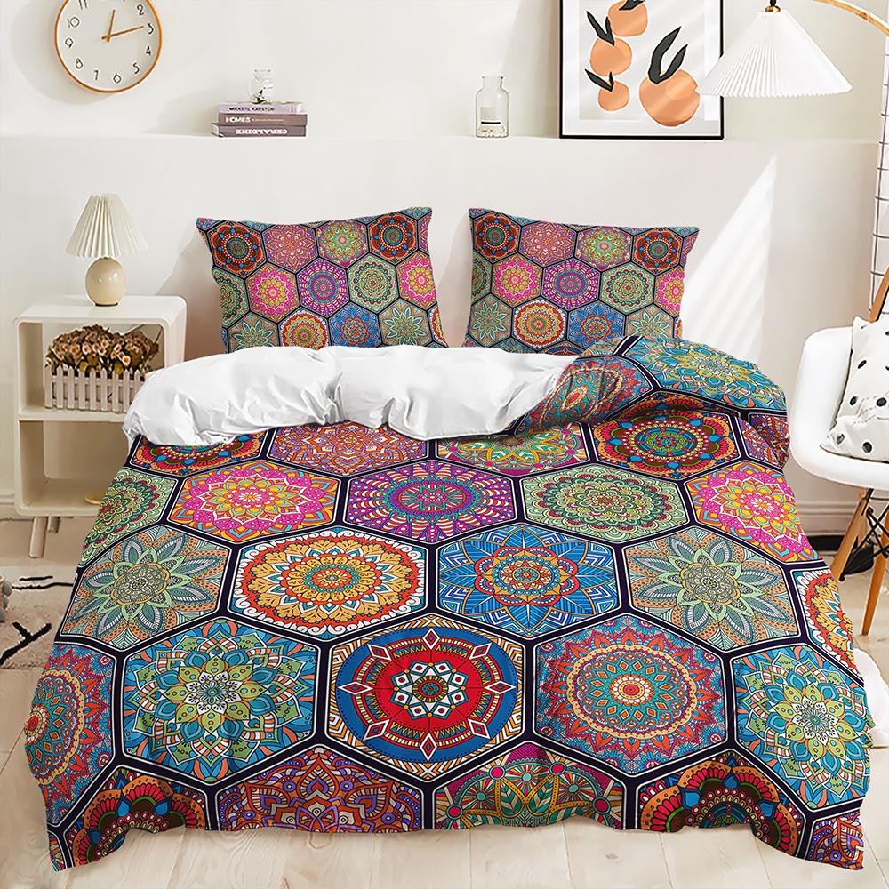 Three-Piece Bohemian Plaid Quilt Cover Two-Piece Bedding Kit