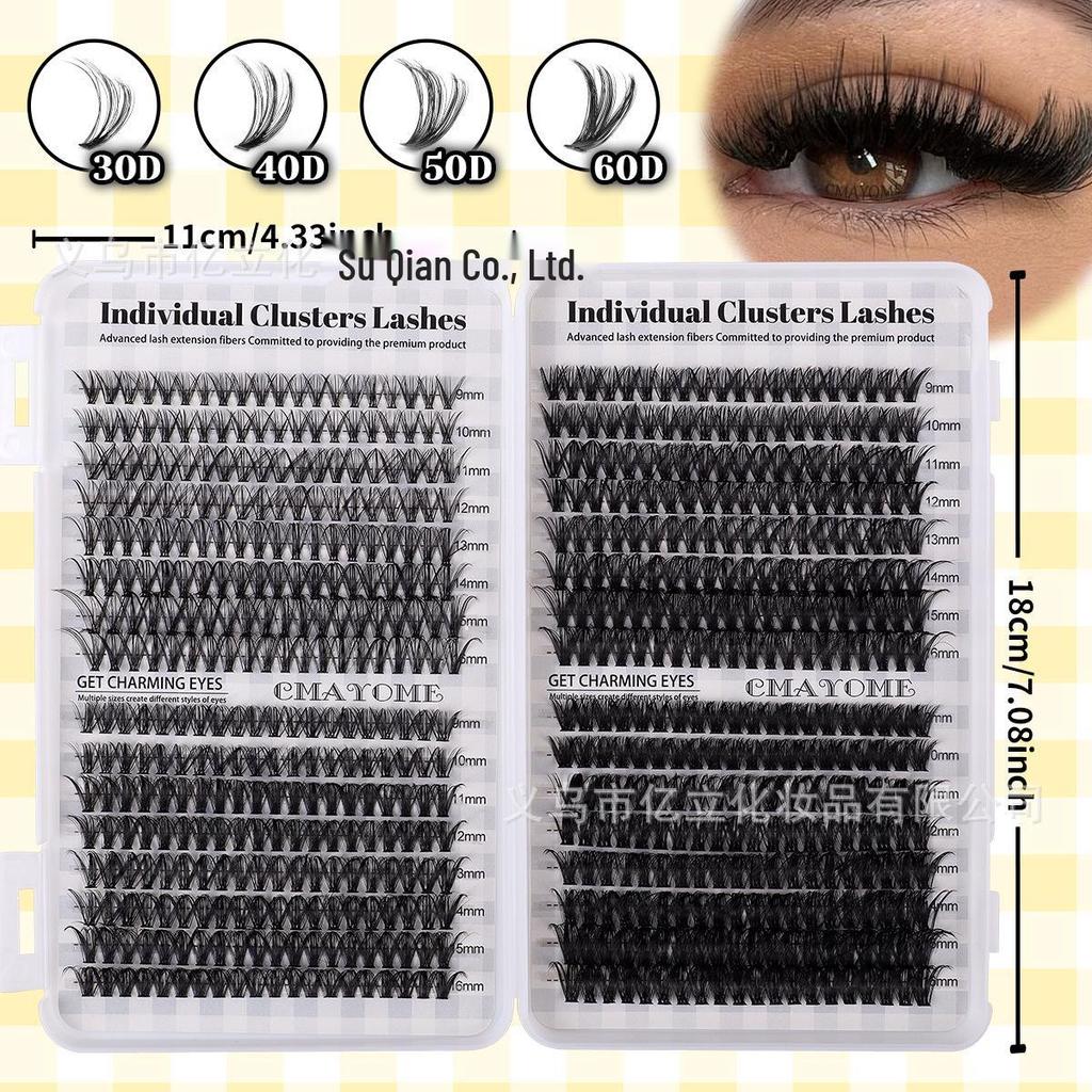640 Cluster DIY Doll Lashes: 9-16mm Natural Dense D Curl Segmented False Eyelash Extension Set