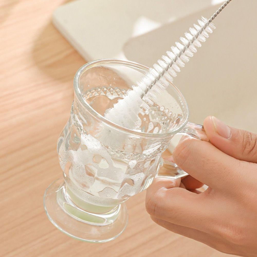 5 buc/set Perie de curățat paie de băut din nailon Mâner lung Perie pentru spații înguste sticle Curățător tub paie